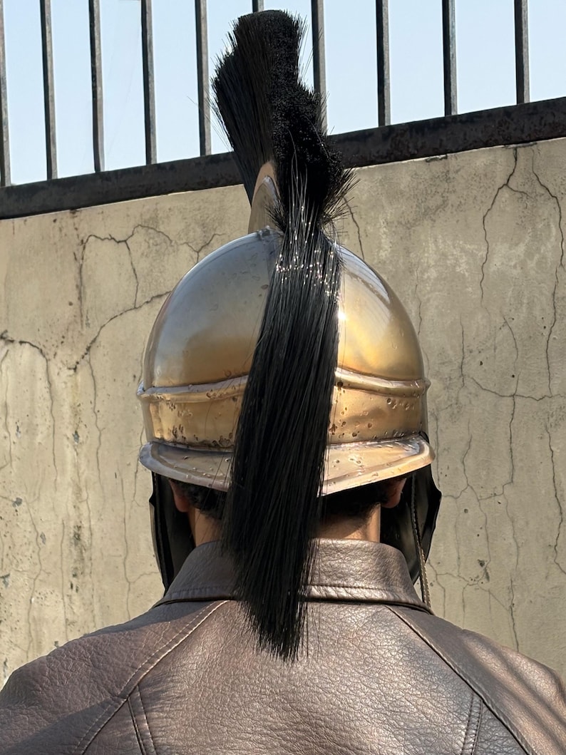 Spartan Helmet — Brass Finish with Plume view 5