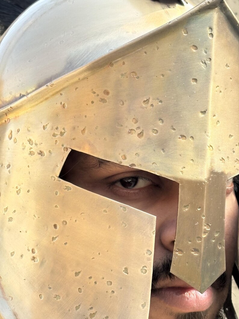 Spartan Helmet — Brass Finish with Plume view 8
