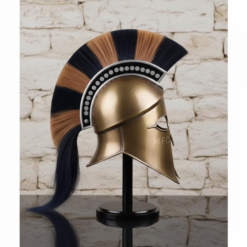 Spartan Warrior Helmet — Horsehair Crest Greek Corinthian view 2
