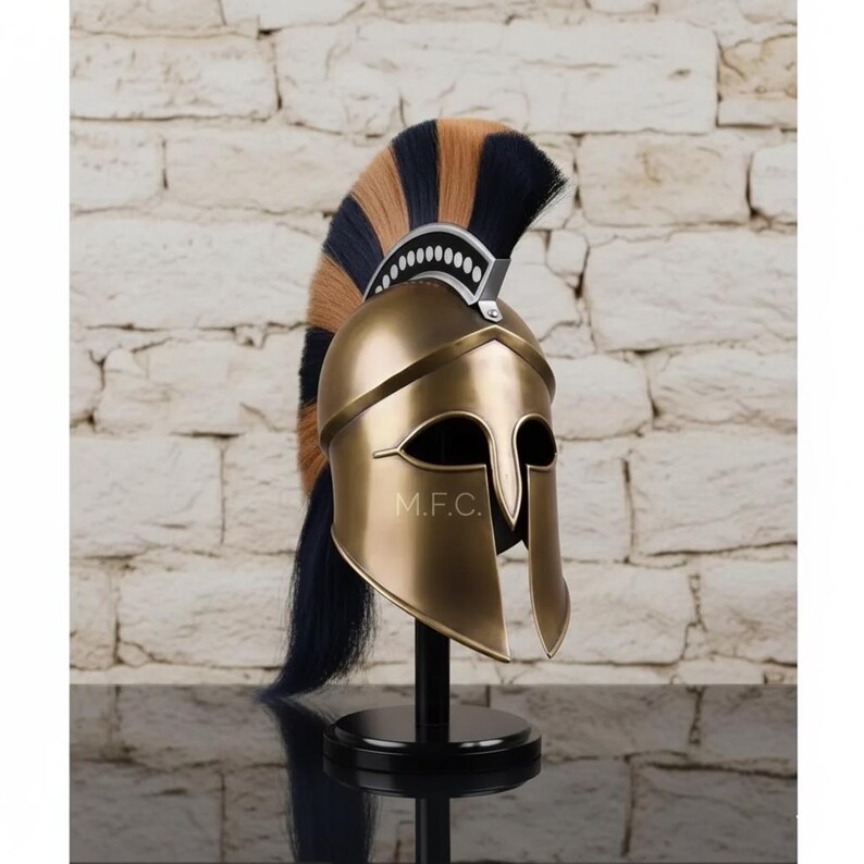 Spartan Warrior Helmet — Horsehair Crest Greek Corinthian view 4