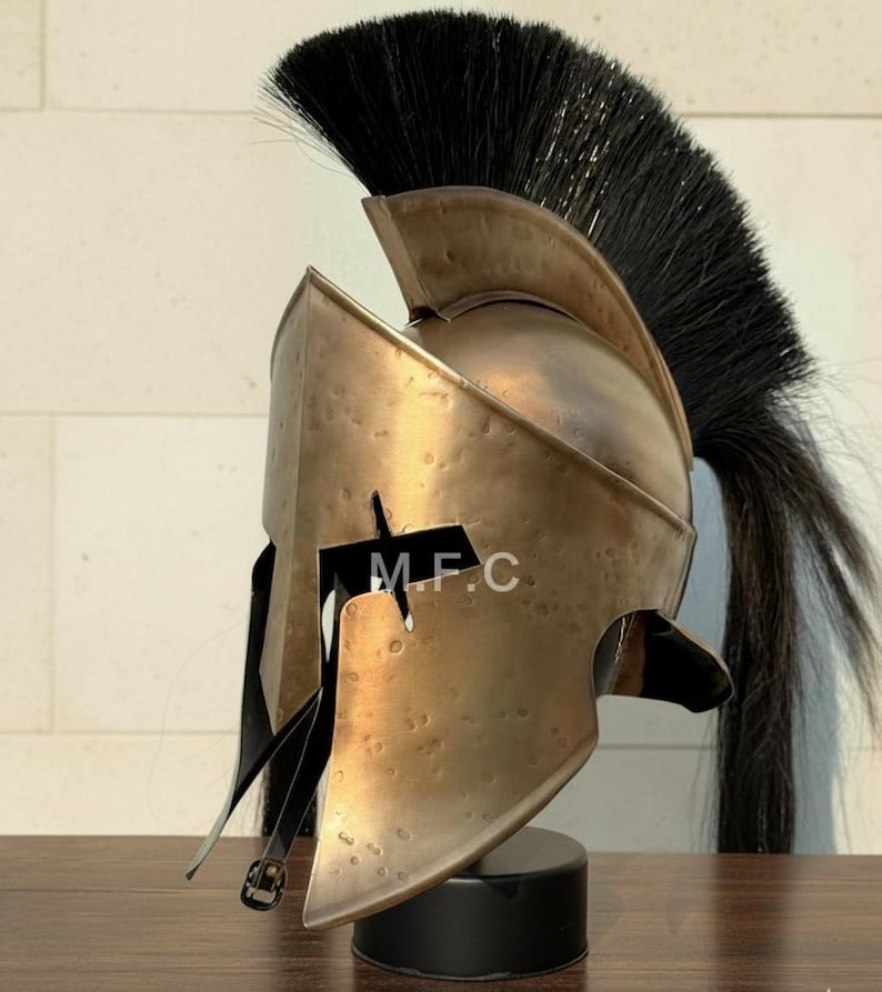 Spartan Greek Helmet — Corinthian Bronze with Crest view 3