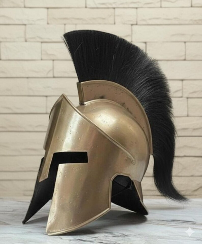 Brass Spartan Steel Helmet — Greek Corinthian Armor view 2