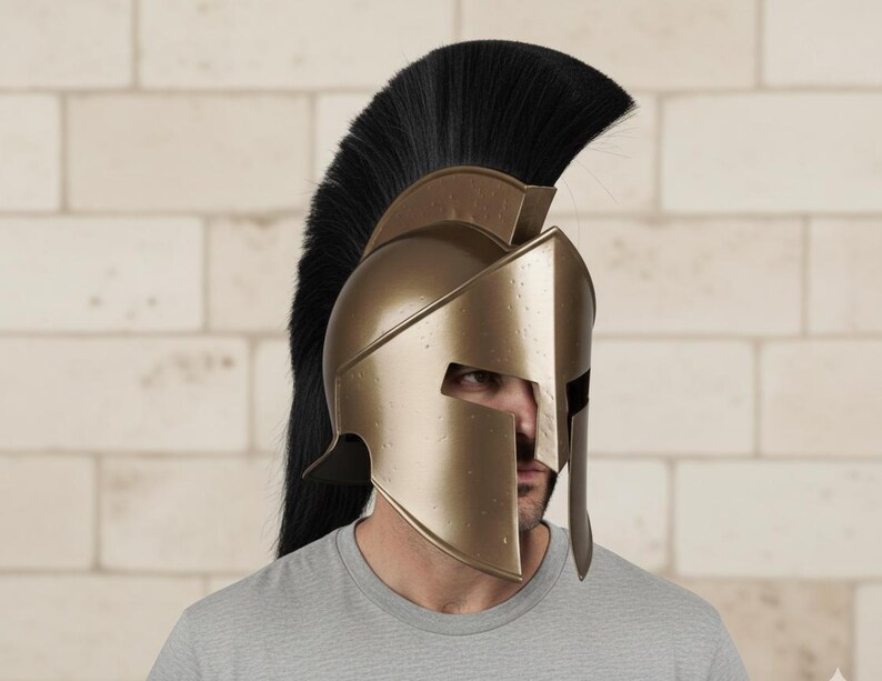 Brass Spartan Steel Helmet — Greek Corinthian Armor view 3