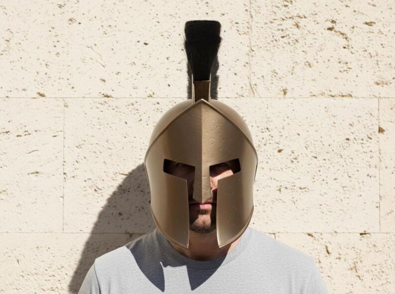 Brass Spartan Steel Helmet — Greek Corinthian Armor view 4