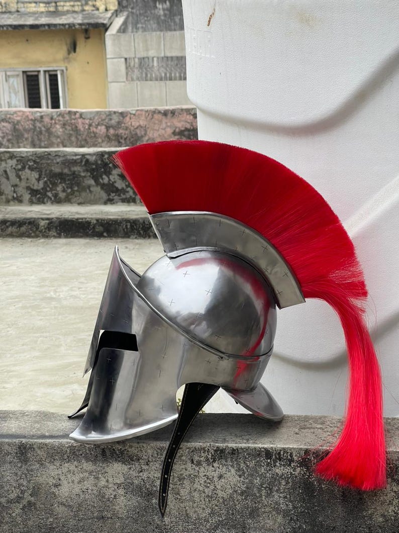 Spartan Red Plume Greek Warrior Helmet — Leonidas view 3