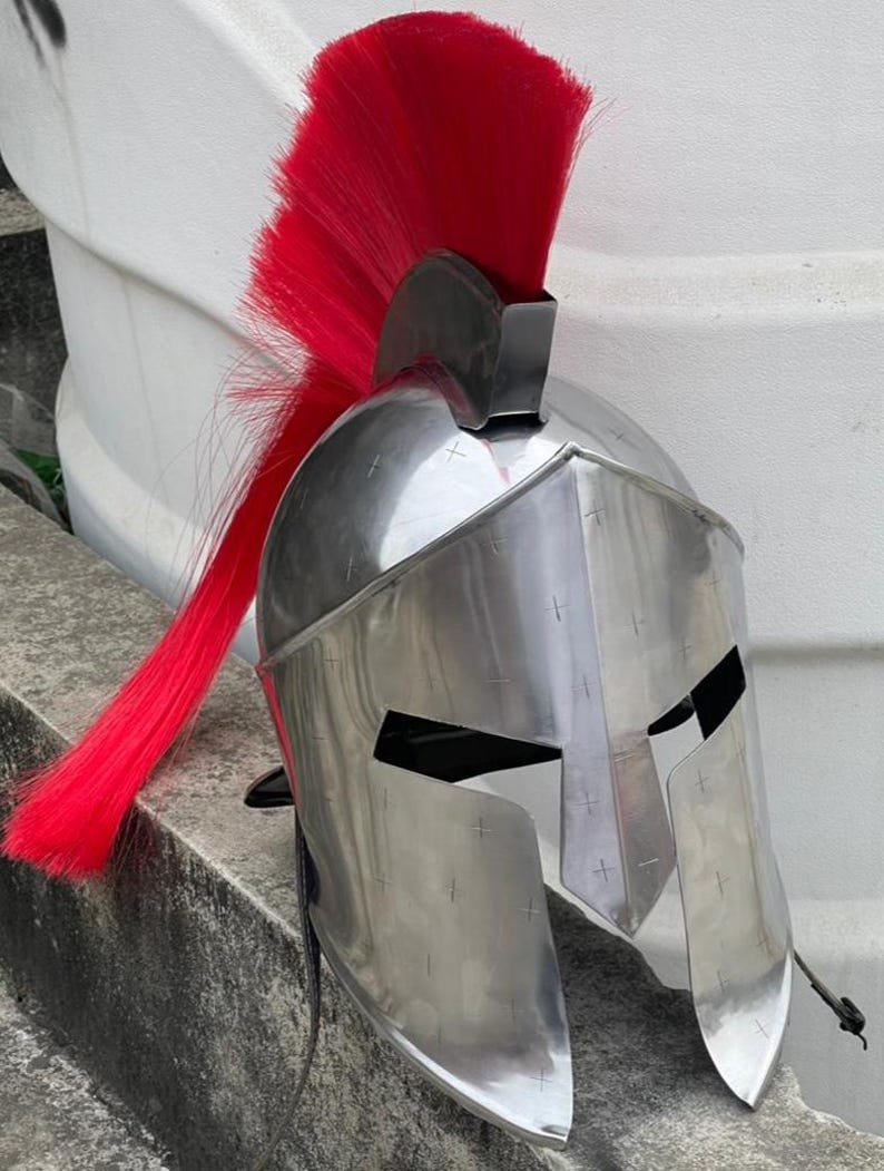 Spartan Red Plume Greek Warrior Helmet — Leonidas view 4