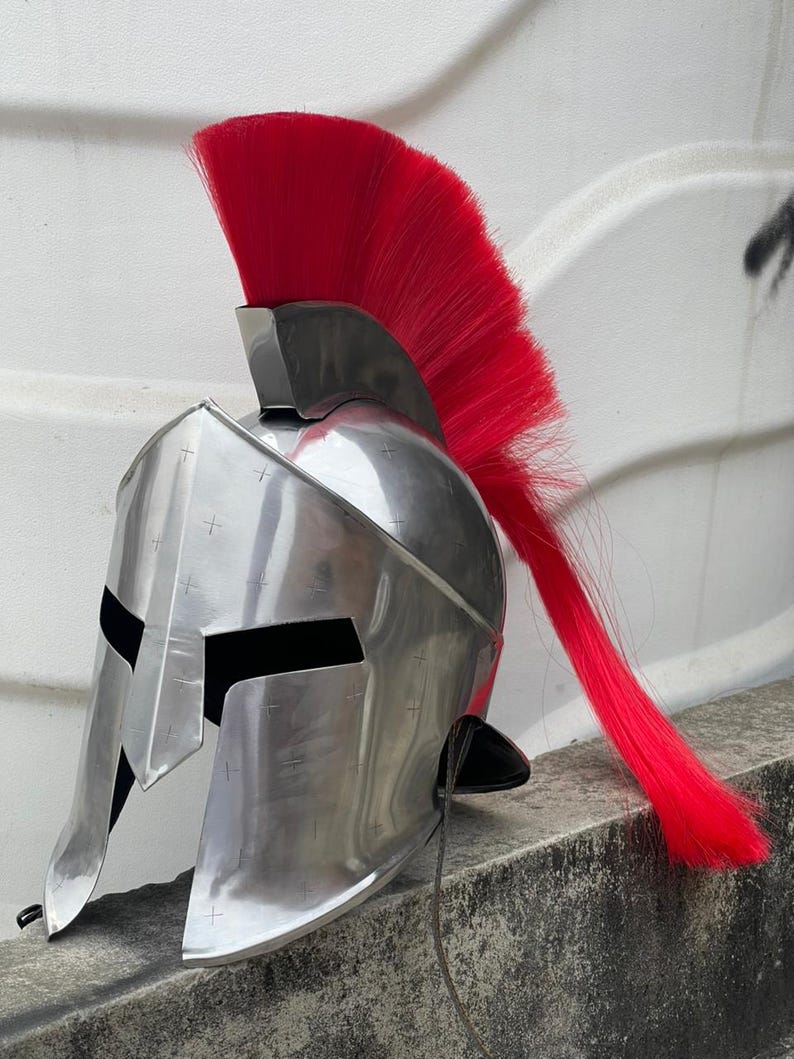 Spartan Red Plume Greek Warrior Helmet — Leonidas view 5