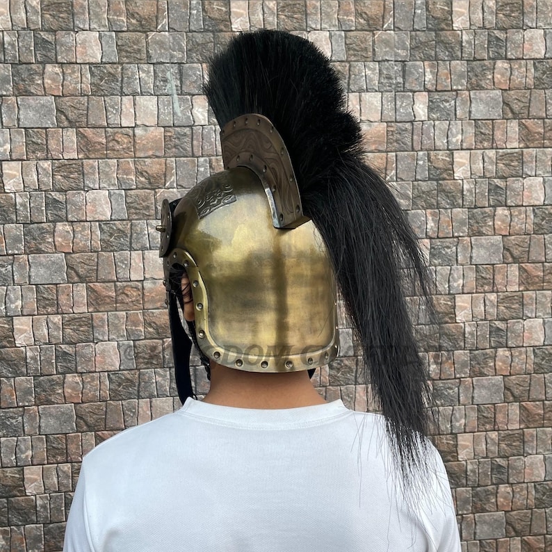 Roman Centurion Engraved Helmet with Wooden Stand view 6