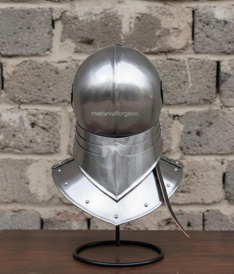 Steel Visor Helmet with Gorget — Knight Armor Set view 5