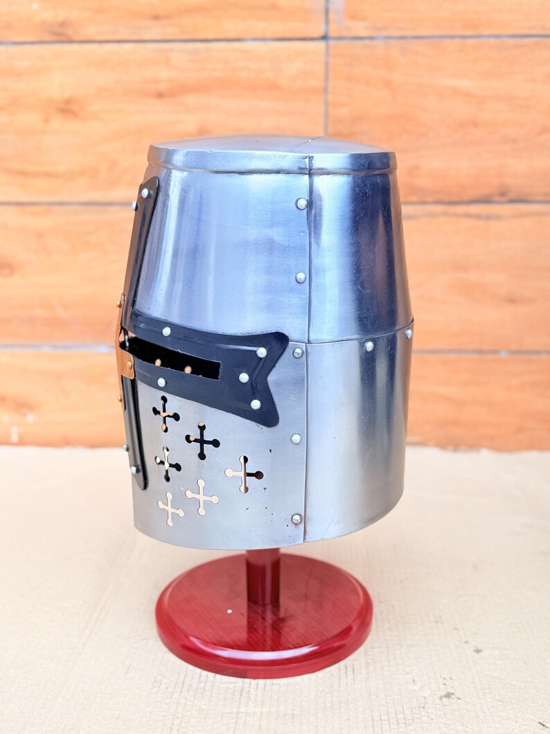 Templar Knight Helmet — Black Steel Display view 5