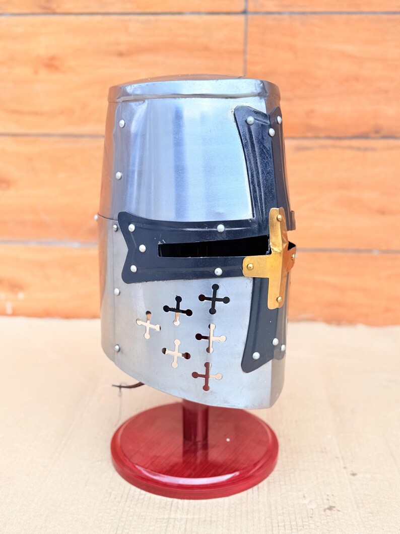 Templar Knight Helmet — Black Steel Display view 8
