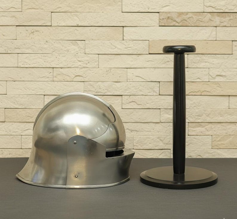 Steel Bascinet Helmet — Medieval Knight Armor view 2