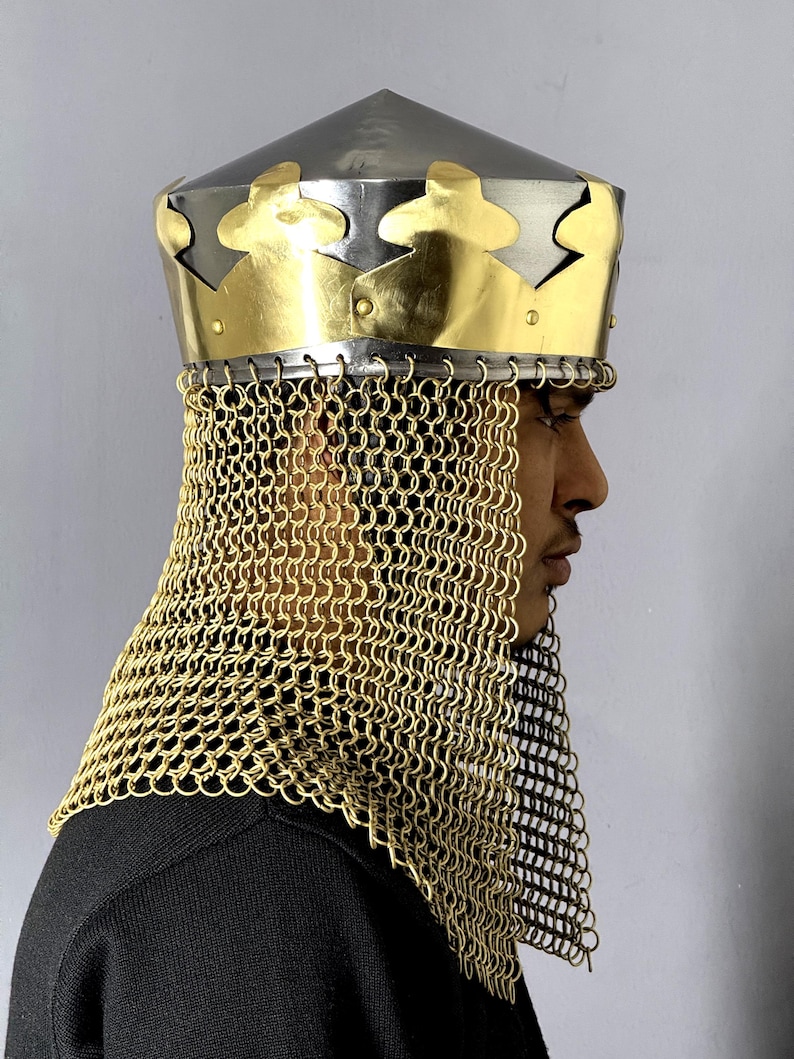 King Arthur Helmet — Medieval Chainmail view 3