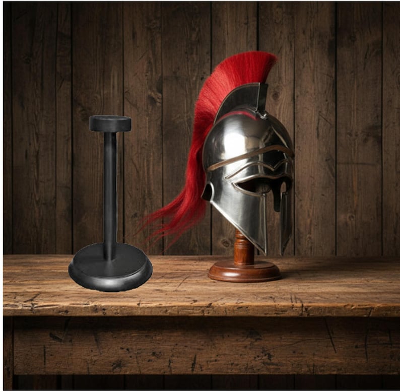 Corinthian Helmet — Warrior Medieval with Wooden Stand view 4