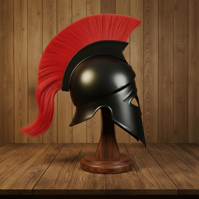 Corinthian Helmet — Warrior Medieval with Wooden Stand view 10