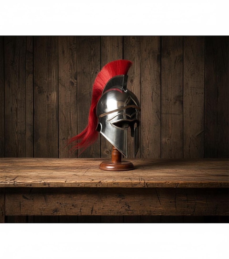 Corinthian Helmet — Warrior Medieval with Wooden Stand view 18