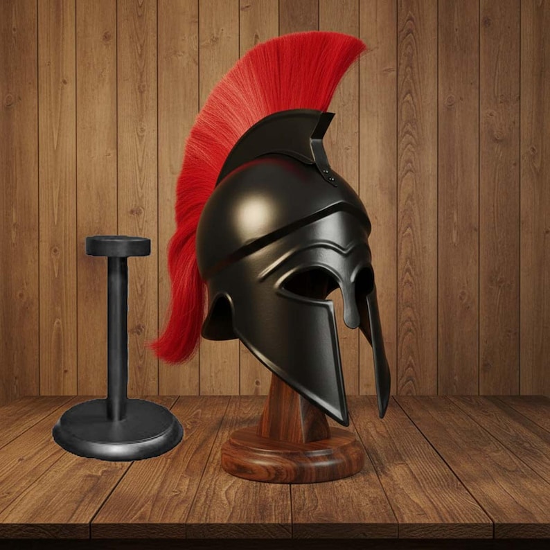 Corinthian Helmet — Warrior Medieval with Wooden Stand view 20