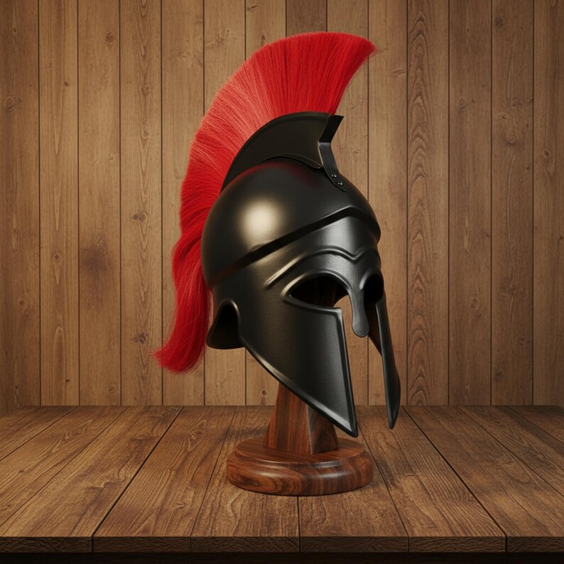 New Corinthian Helmet — Warrior Medieval with Wooden Stand view 8