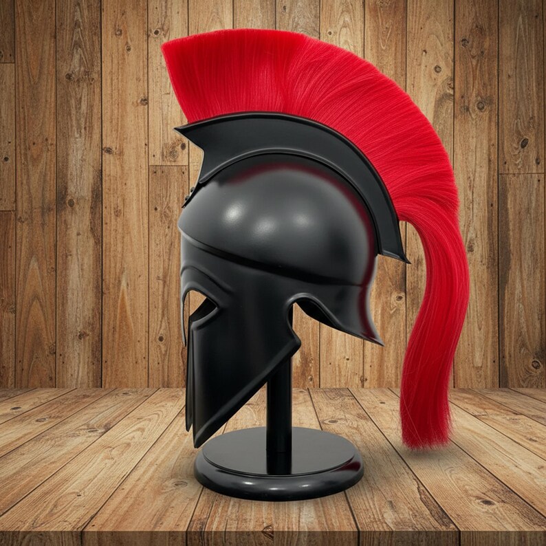 New Corinthian Helmet — Warrior Medieval with Wooden Stand view 9