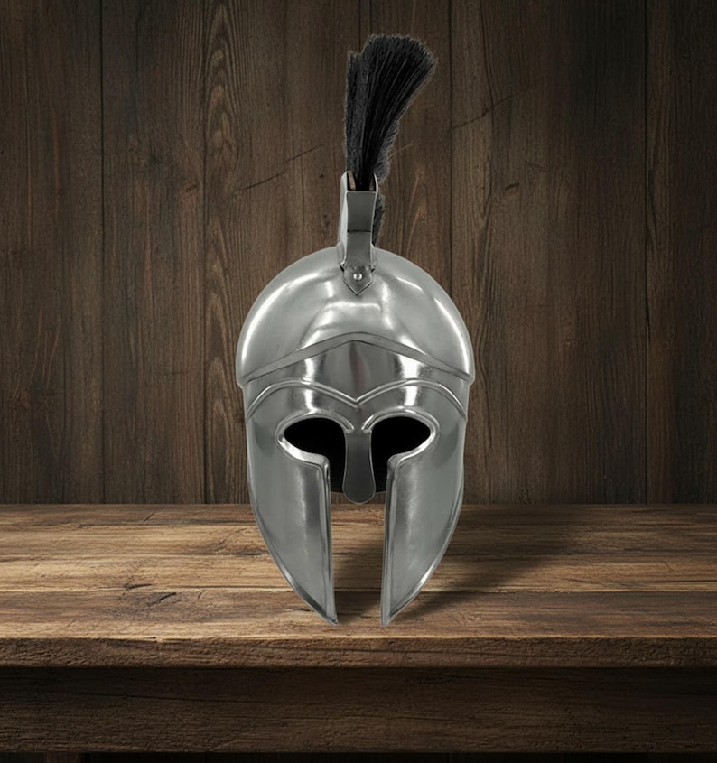 New Corinthian Helmet — Warrior Medieval with Wooden Stand view 12
