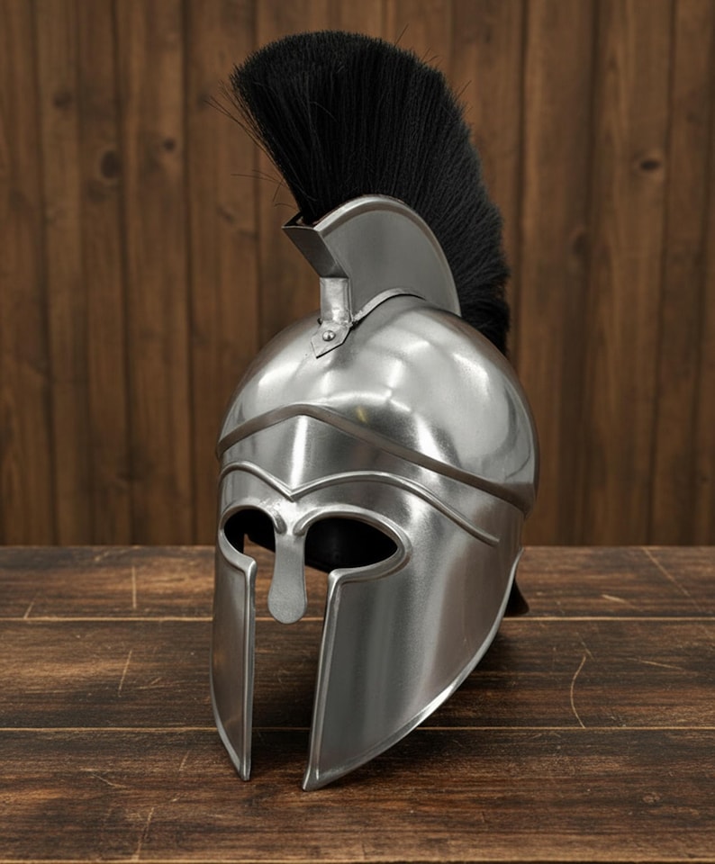 New Corinthian Helmet — Warrior Medieval with Wooden Stand view 13