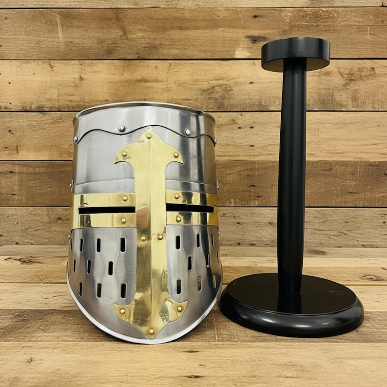 Black Knight Helmet with Wooden Stand — Collectible view 2