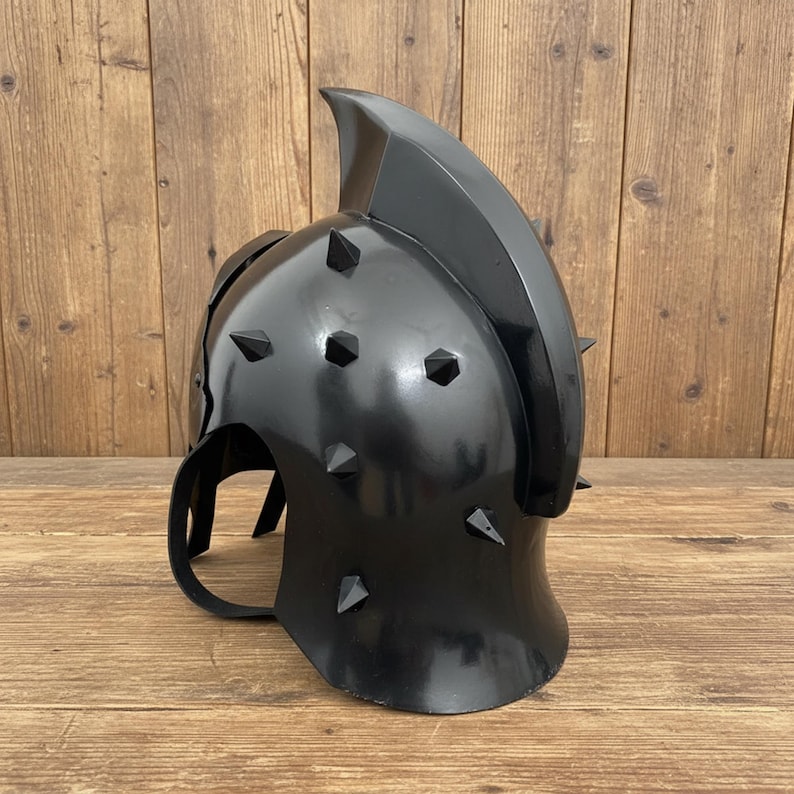 Black Gladiator Helmet with Display Stand view 4
