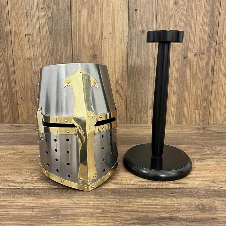 Crusader Helmet — Brass Trim Knights Templar Reenactment view 3