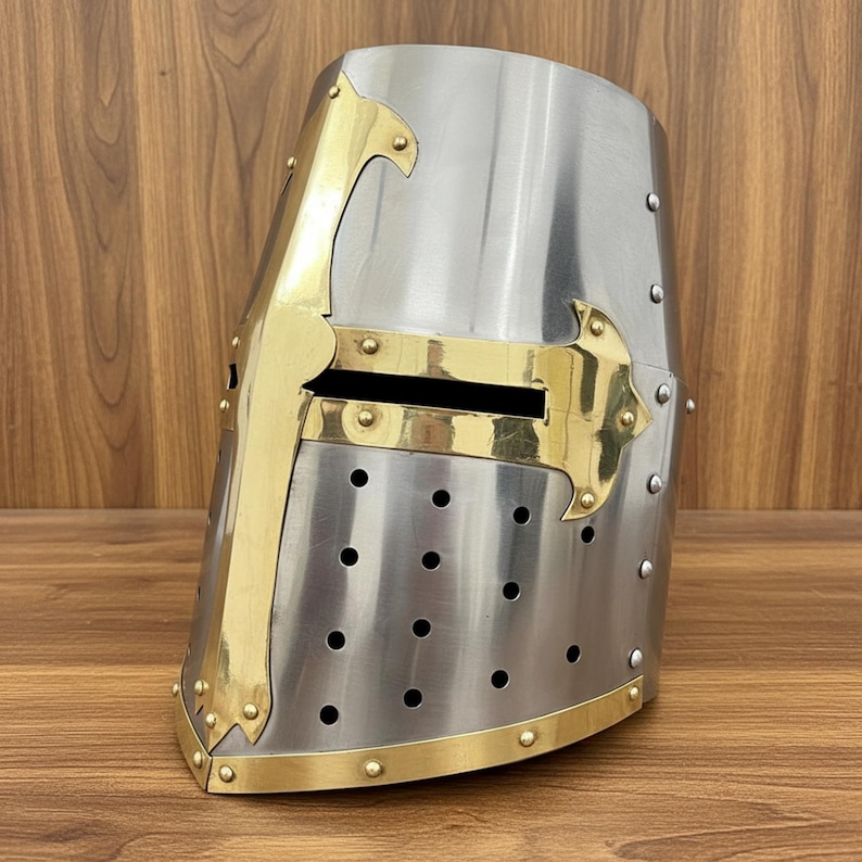 Crusader Helmet — Brass Trim Knights Templar Reenactment view 4
