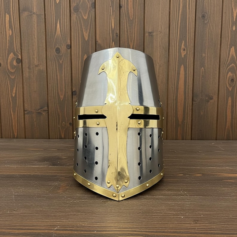 Crusader Helmet — Brass Trim Knights Templar Reenactment view 5