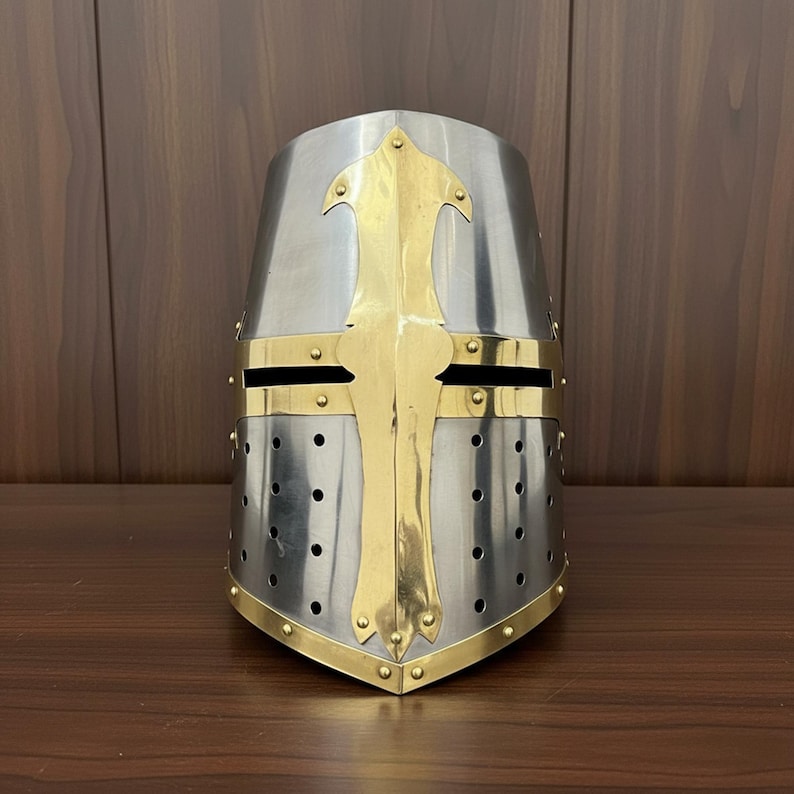 Crusader Helmet — Brass Trim Knights Templar Reenactment view 8