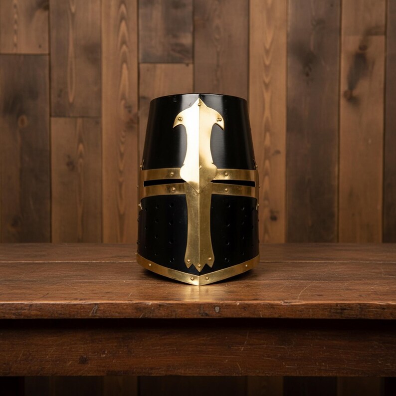 Crusader Helmet — Brass Trim Knights Templar Reenactment view 10