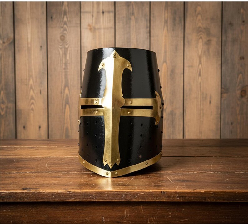 Crusader Helmet — Brass Trim Knights Templar Reenactment view 12