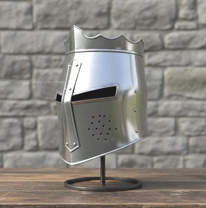 Crusader Steel Knight Helmet — Wearable Chainmail view 3