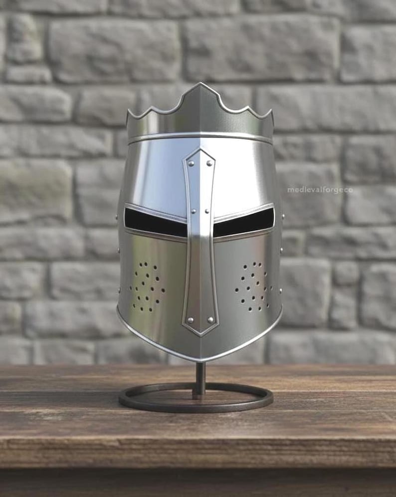 Crusader Steel Knight Helmet — Wearable Chainmail view 8