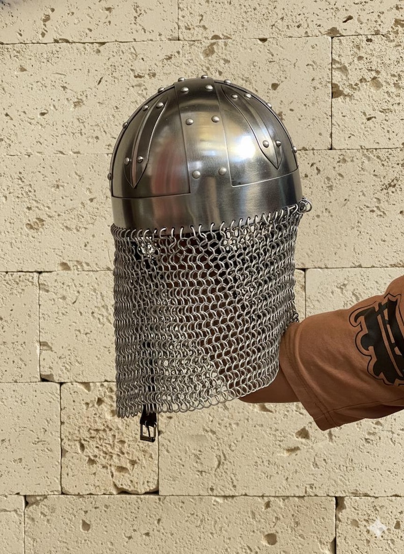 Wearable Knight Helmet with Chainmail — Viking Adult view 6