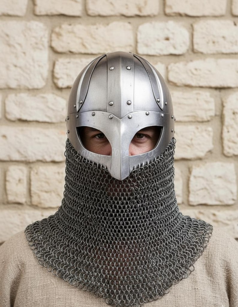 Wearable Knight Helmet with Chainmail — Viking Adult view 7