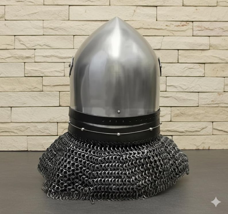 Crusader Knight Great Helm — Steel Chainmail view 3