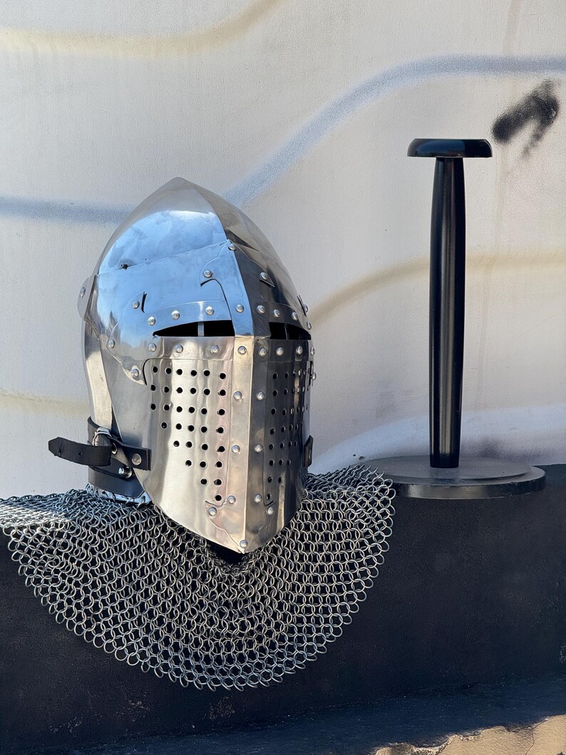 Medieval Chainmail Coif Helmet — Crusader Knight view 9
