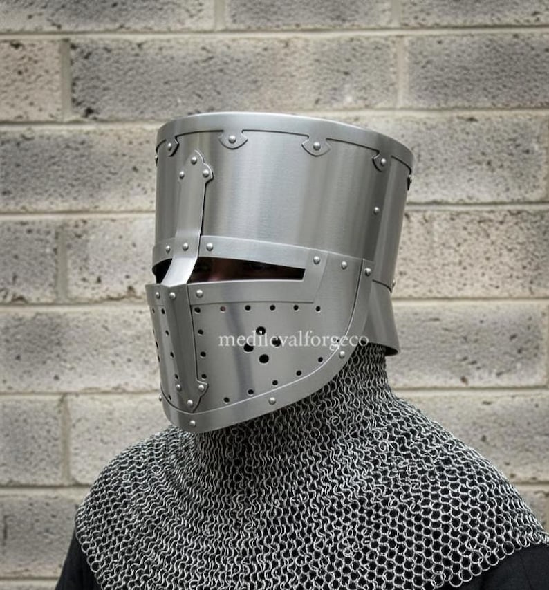 Medieval Flat Top Helmet — Century Knight Steel Crusader view 3