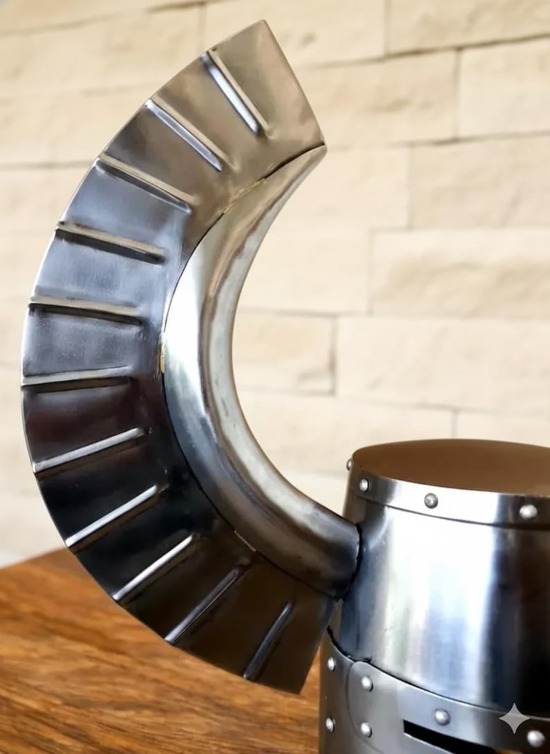 Winged Crusader Helmet — Large Wings Steel Knight view 4