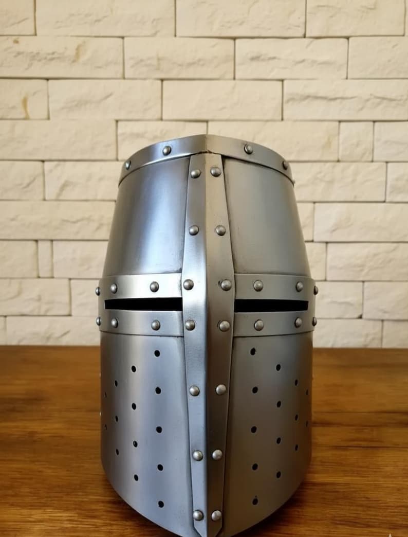 Winged Crusader Helmet — Large Wings Steel Knight view 5