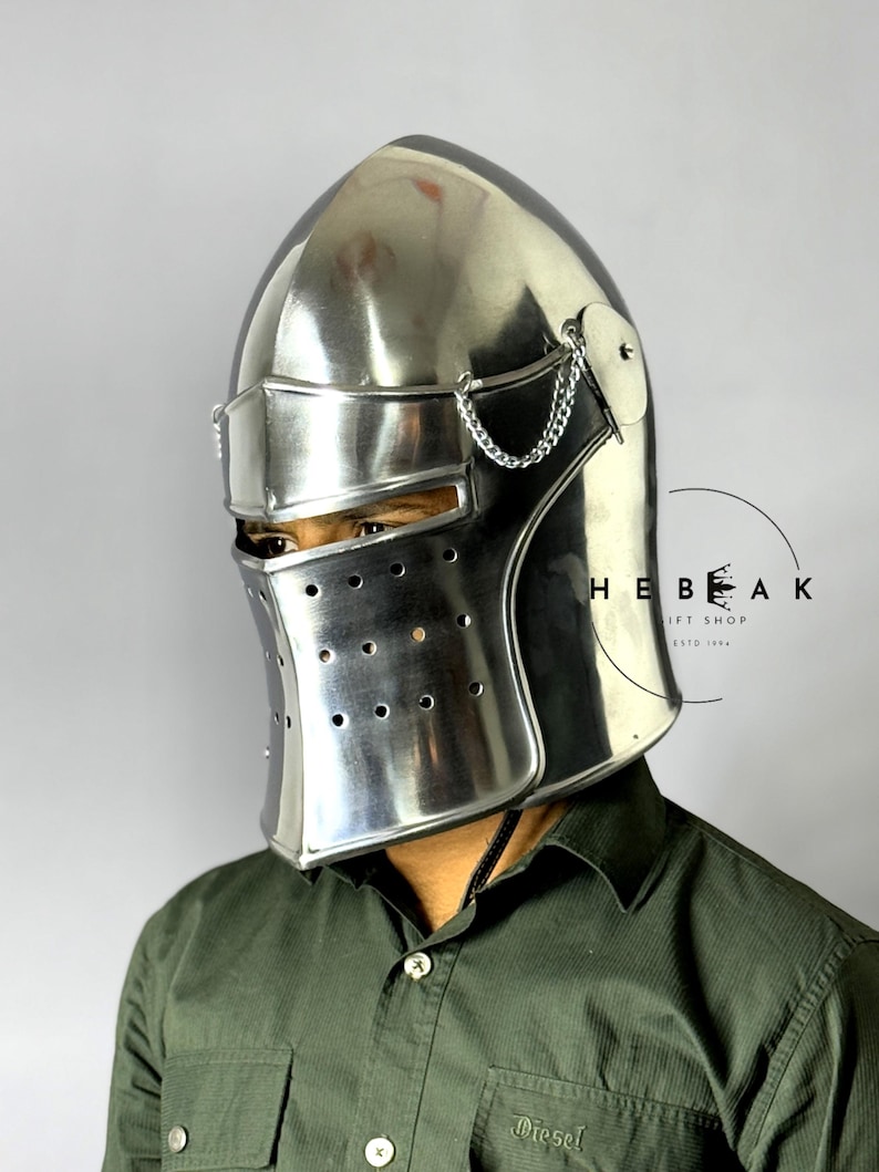 Steel Crusader Great Helm — Medieval Knight view 2