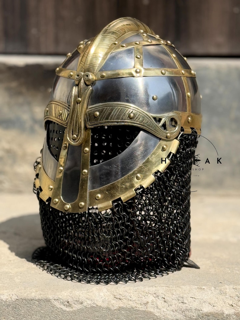 Vendel Viking Helmet — Fully Wearable Steel with Stand view 2