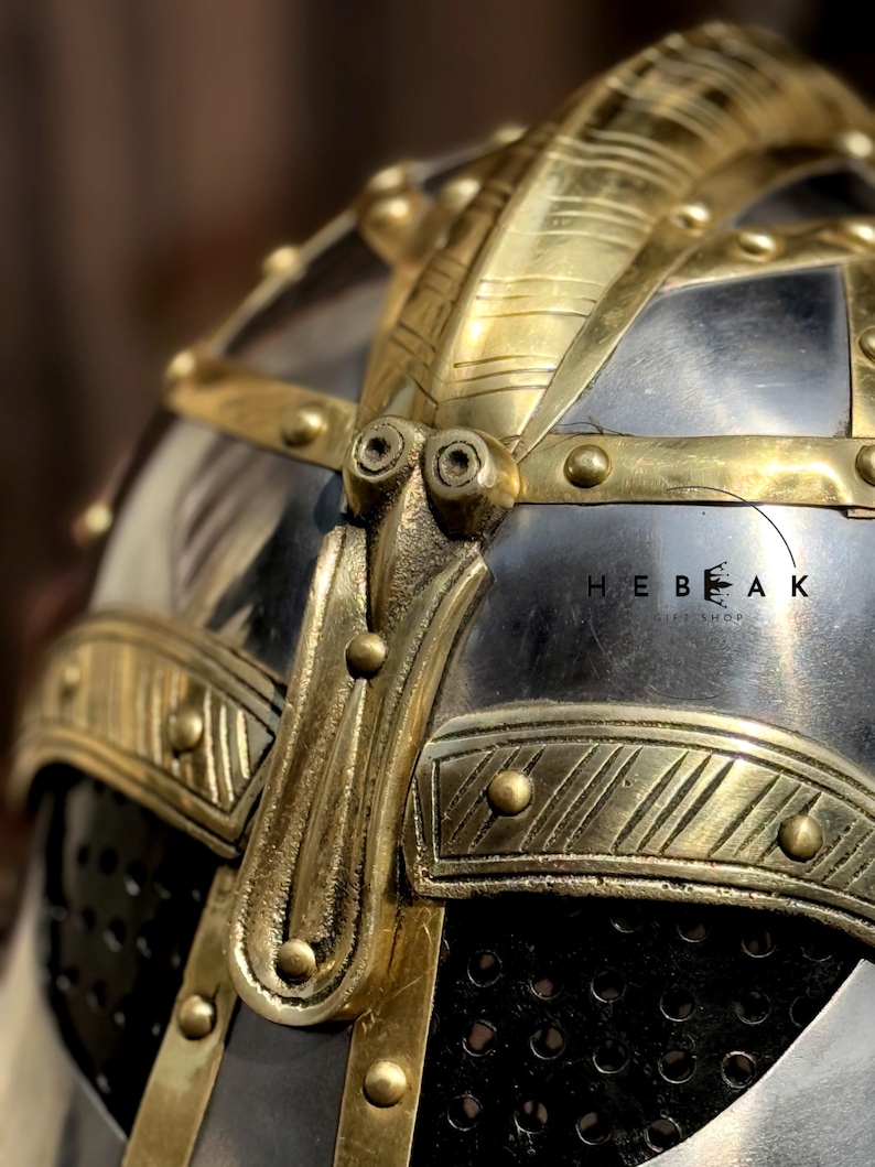 Vendel Viking Helmet — Fully Wearable Steel with Stand view 7