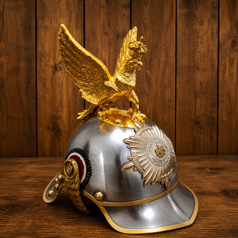 Imperial German Pickelhaube Helmet — Prussian Eagle Crest view 3