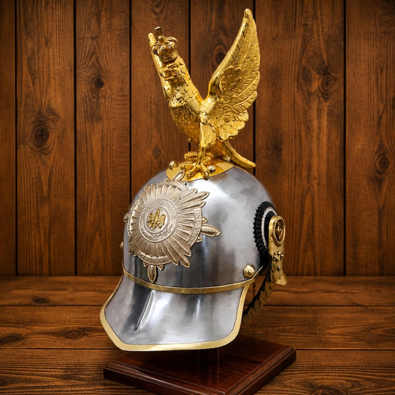 Imperial German Pickelhaube Helmet — Prussian Eagle Crest view 4