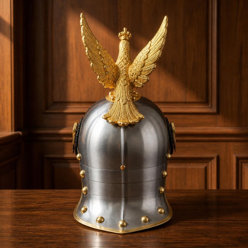 Imperial German Pickelhaube Helmet — Prussian Eagle Crest view 5