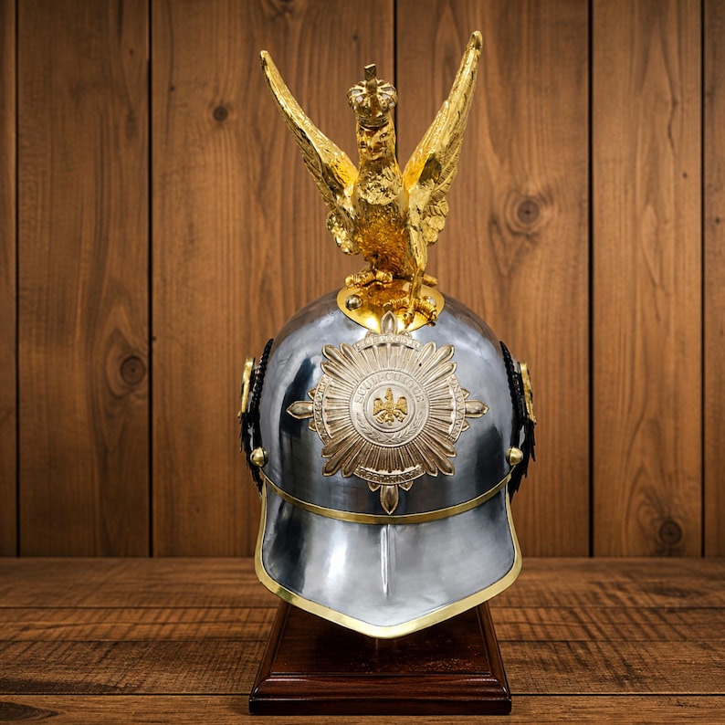 Imperial German Pickelhaube Helmet — Prussian Eagle Crest view 7