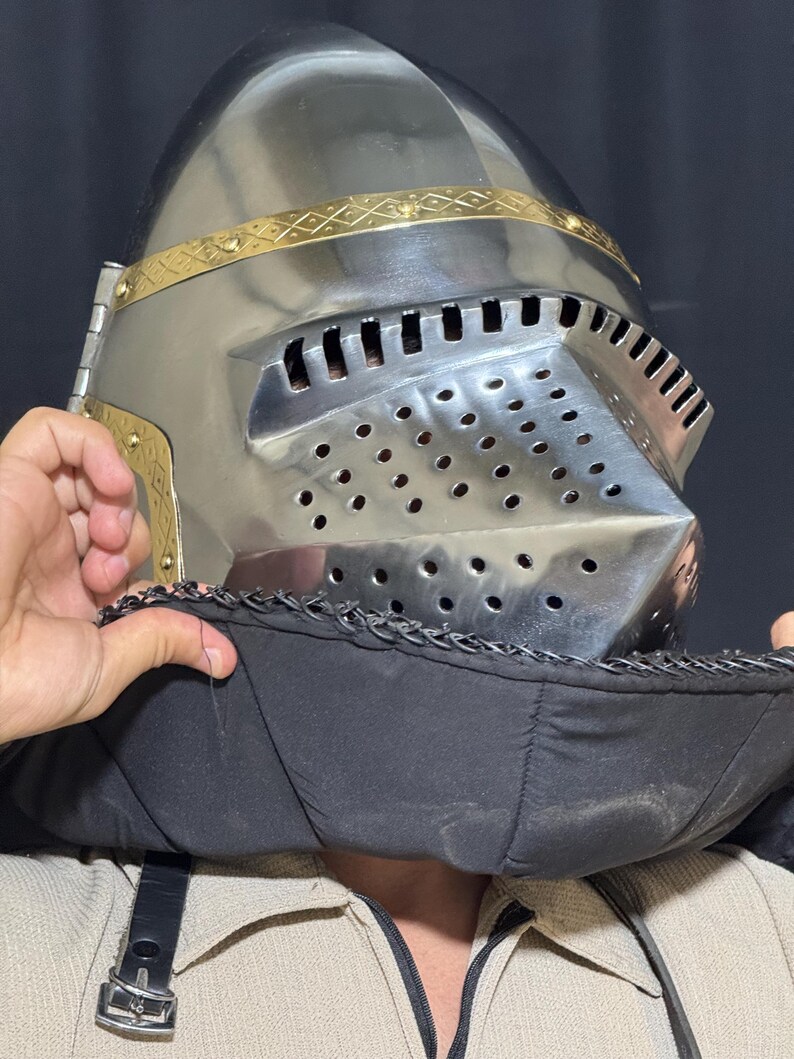 Bascinet Pig Face Helmet — Viking Knight Chainmail view 6